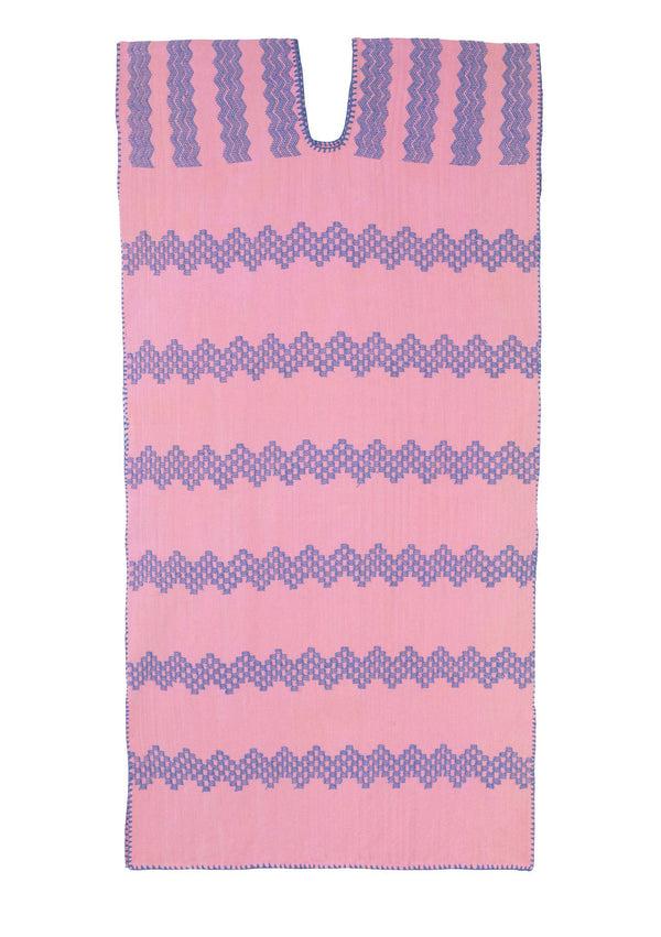 pippa holt Kaftan No.490 Single panel midi kaftan in pink with blue design