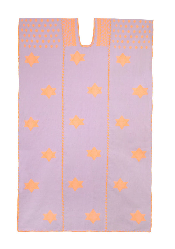 Pippa Holt Kaftan No.494 Three Panel Midi Kaftan In Lilac With Orange Star Design