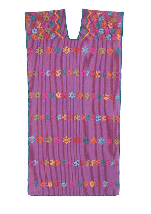 Pippa Holt Kaftan No.50 Single Panel Midi Kaftan In Purple With Multi Coloured Design