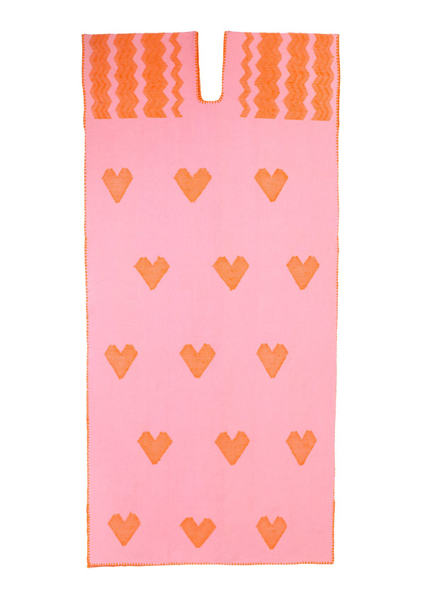 pippa holt Kaftan No.507 Single panel maxi kaftan in pink with orange heart design