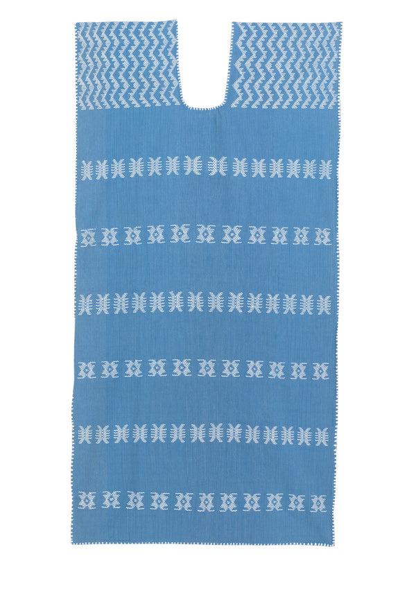 Pippa Holt Kaftan No.51 Single Panel Midi Kaftan In ‘denim’ With White Design