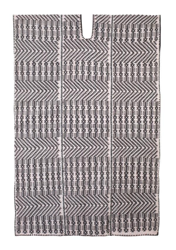 pippa holt Kaftan No.510 Three panel midi kaftan in blush pink and white stripe with black design