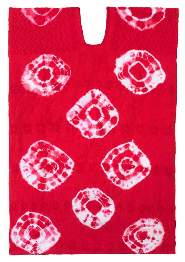 pippa holt Kaftan No.511 Single panel mini kaftan in red and white tie dye design