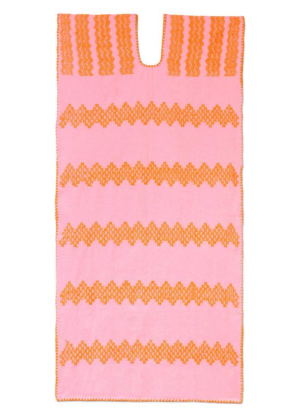 Pippa Holt Kaftan No.513 Single Panel Maxi Kaftan In Candy Pink With Orange Design