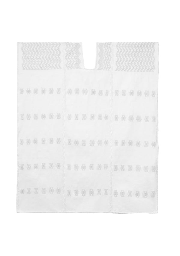 pippa holt Kaftan No.516 Three panel mini kaftan in white with silver metallic design