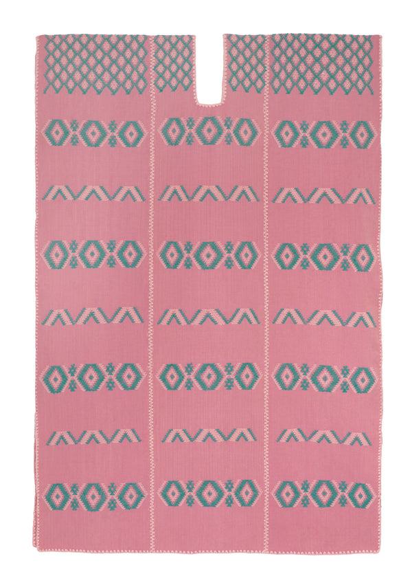 Pippa Holt Kaftan No.518 Three-panel Midi Kaftan In Pink With Green Design