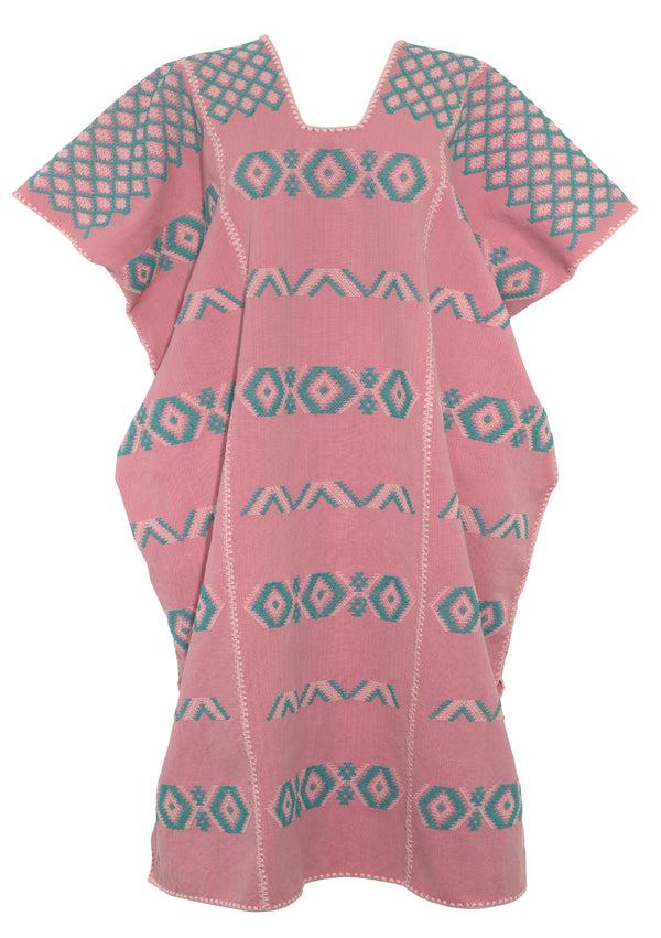Pippa Holt Kaftan No.518 Three-panel Midi Kaftan In Pink With Green Design