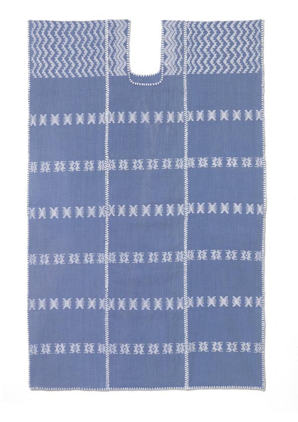 Pippa Holt Kaftan No.52 Three Panel Midi Kaftan In "denim" With White Design