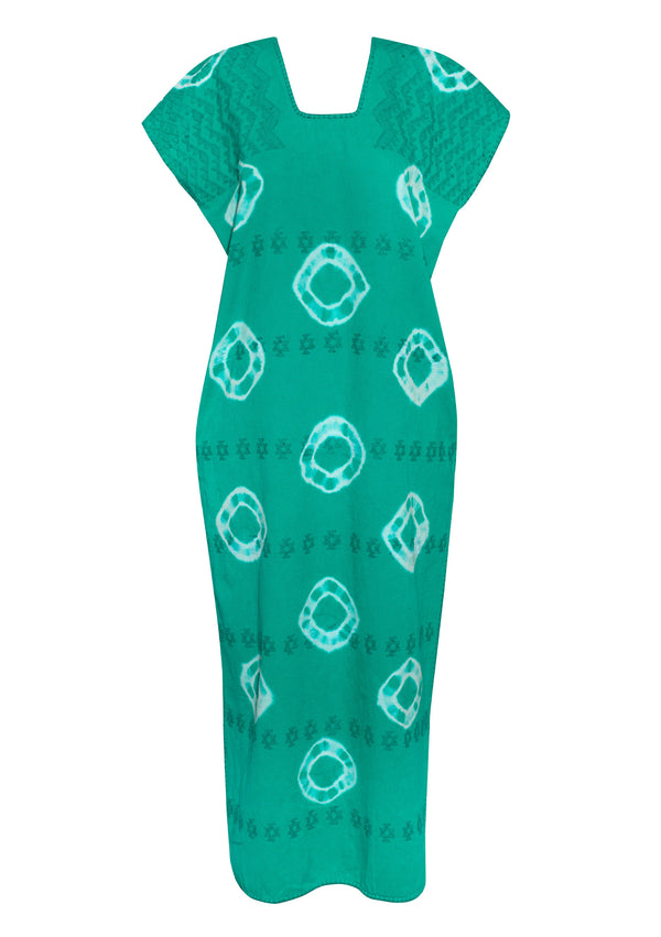 Pippa Holt Kaftan No.526 Single Panel Midi Kaftan In Aqua And White Tie Dye Design