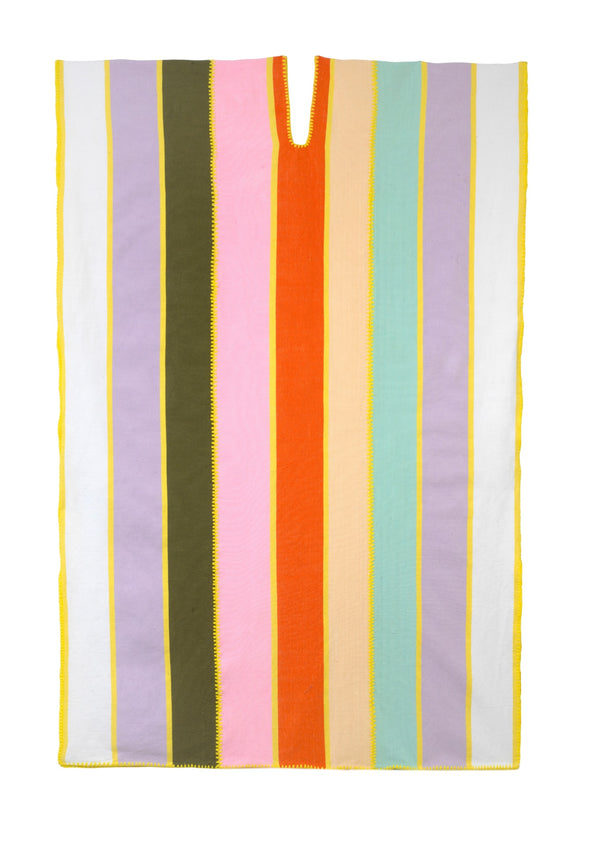 Pippa Holt Kaftan No.545 Three Panel Midi Kaftan In Multicoloured Stripe Design