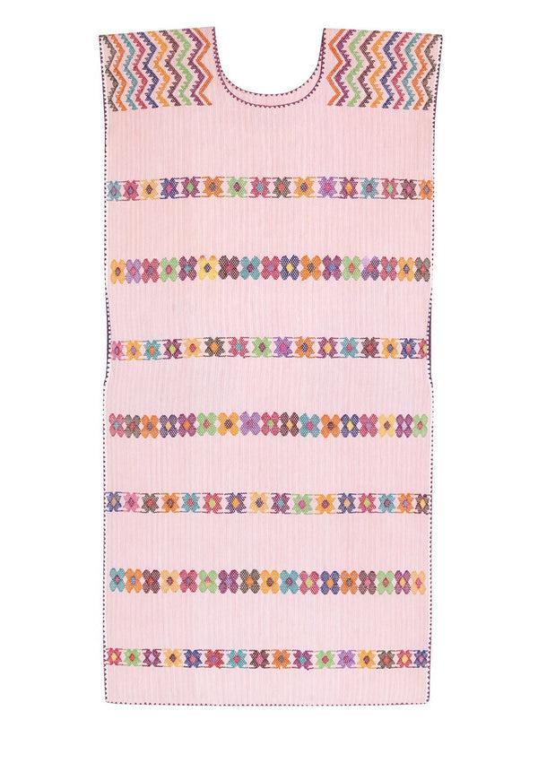 Pippa Holt Kaftan No.55 Single Panel Midi Kaftan In Pale Pink With Multicoloured Design