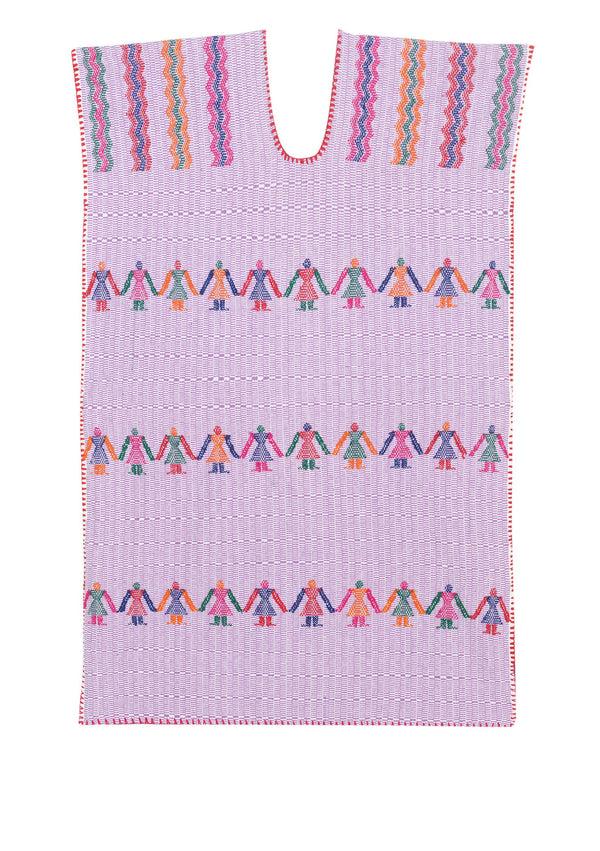 Pippa Holt Kaftan No.56 Single Panel Mini Kaftan In Lilac With Multi Coloured 'people' Design