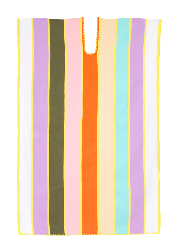 Pippa Holt Kaftan No.577 Single Panel Mini Kaftan In Multicoloured Stripe Design