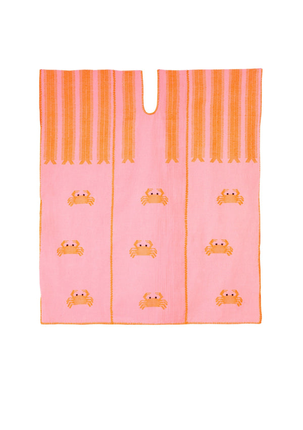 pippa holt Kaftan No.579 Three panel mini kaftan in candy pink with neon orange crab design