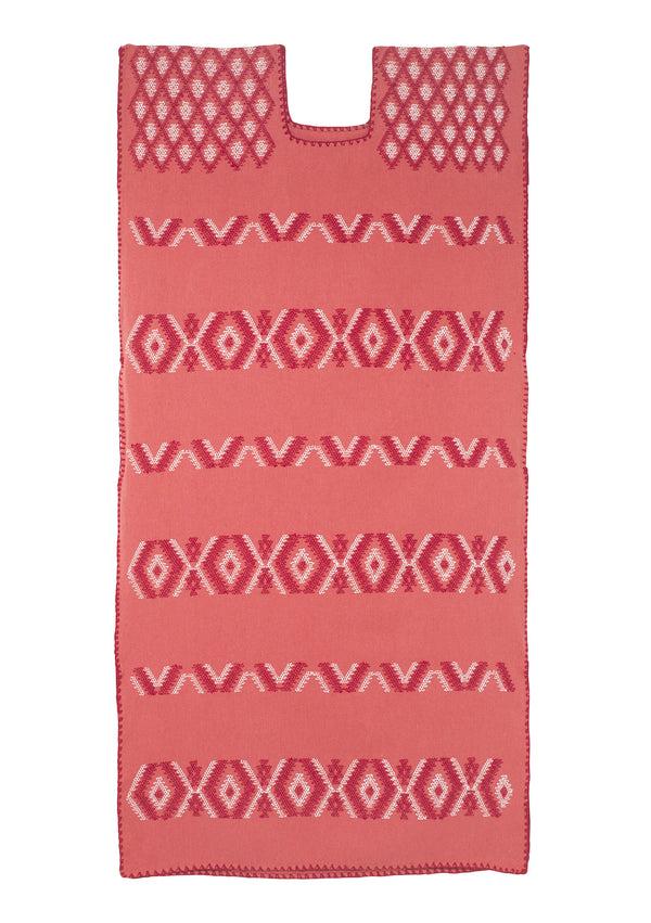 pippa holt Kaftan No.588 Single panel midi kaftan in watermelon pink with red and white design
