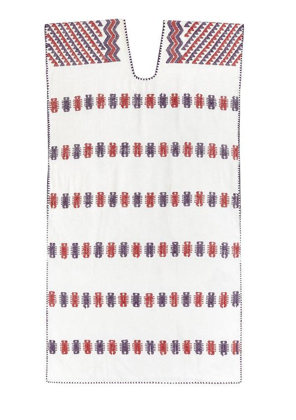 Pippa Holt Kaftan No.6 Single Panel Midi Kaftan In White With Purple And Red Design