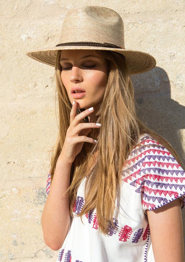 Pippa Holt Kaftan No.6 Single Panel Midi Kaftan In White With Purple And Red Design