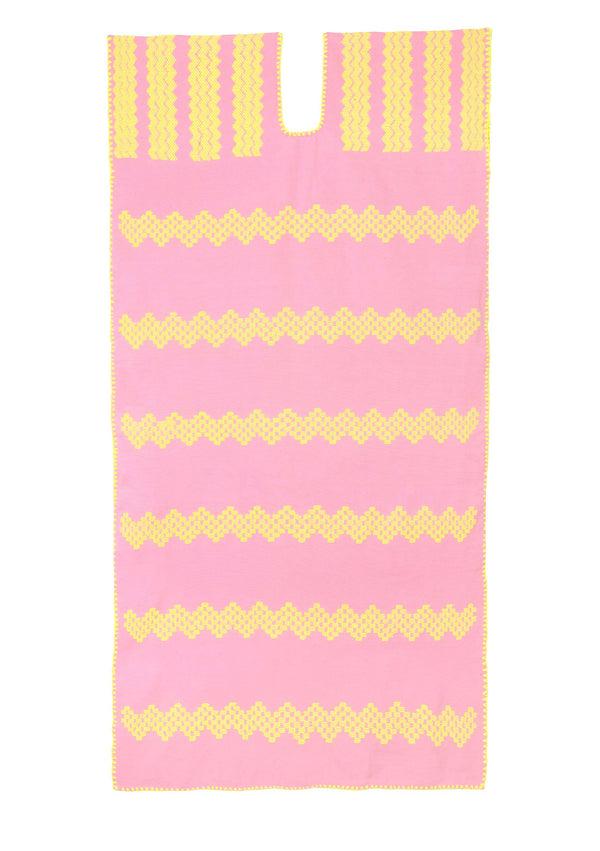 pippa holt Kaftan No.601 Single panel midi kaftan in pastel pink and neon yellow design