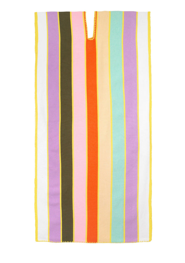 pippa holt Kaftan No.603 Single panel midi kaftan in multicoloured stripe design