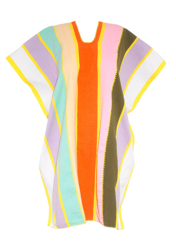 Pippa Holt Kaftan No.604 Three Panel Mini Kaftan In Multicoloured Stripe Design