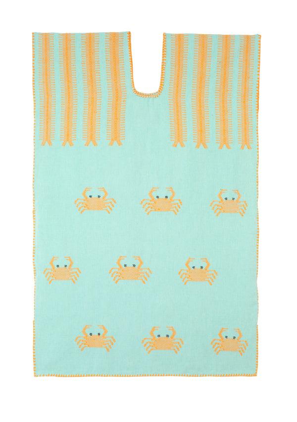 pippa holt Kaftan No.611 Single panel mini kaftan in light mint and bright orange crab design