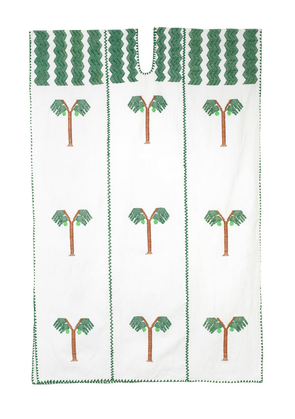 pippa holt Kaftan No.632 Three panel midi kaftan in white with realistic palm motifs