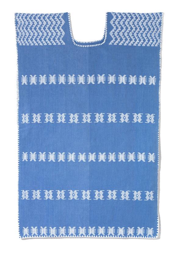 Pippa Holt Kaftan No.64 Single Panel ‘Supermini’ Kaftan In "denim" With White Design