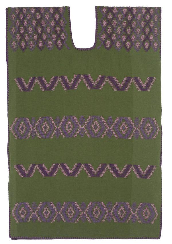 Pippa Holt Kaftan No.641 Single Panel Mini Kaftan In Khaki With Dark And Light Lilac Design