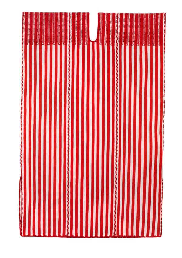 pippa holt Kaftan No.649 Three panel midi kaftan in red and white stripes with red motif design