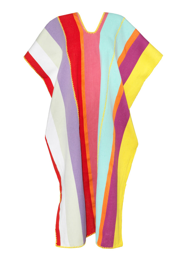 Pippa Holt Kaftan No.651 Three Panel Midi Kaftan With Multicoloured Stripes
