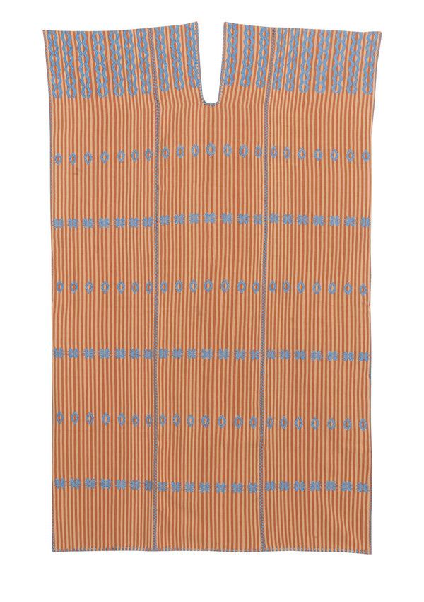 Pippa Holt Kaftan No.67 Three Panel Midi Kaftan In Brown With Indigo Blue Design