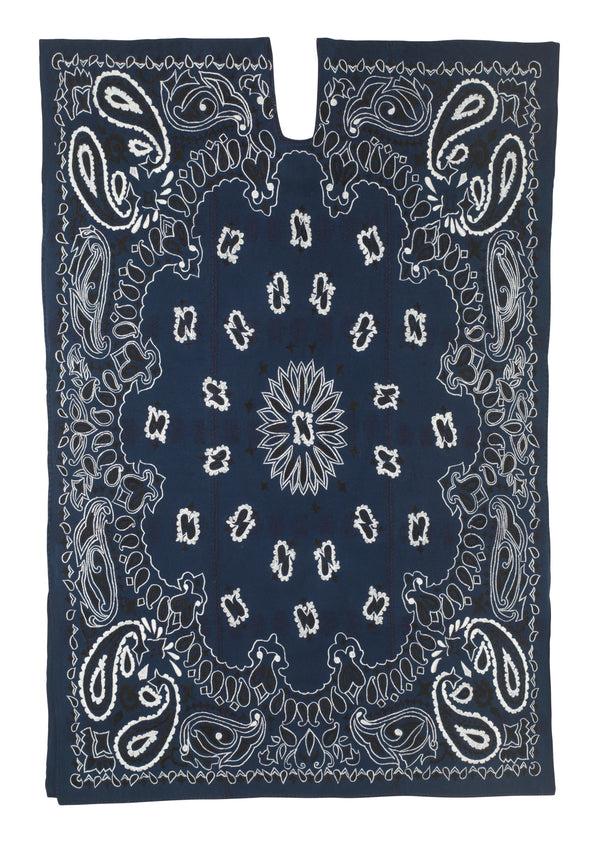 pippa holt Kaftan No.700 Three panel midi kaftan in navy with black and white bandana design