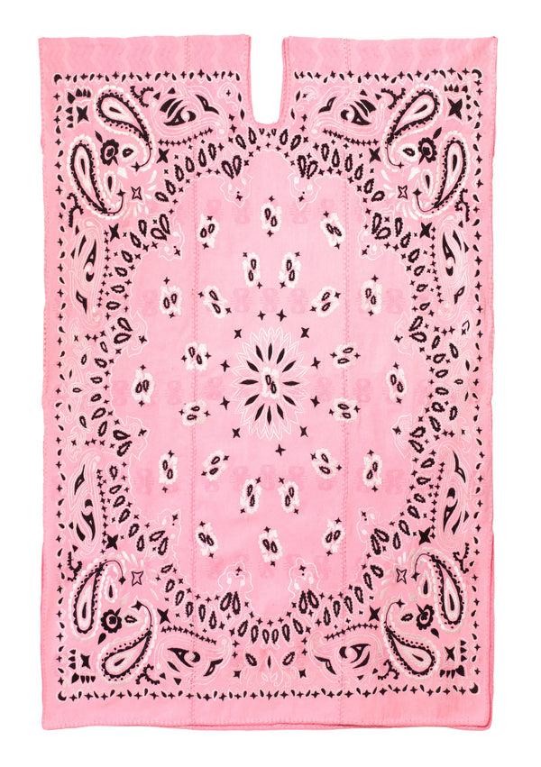 pippa holt Kaftan No.705 Three panel midi kaftan in light pink with black and white bandana design