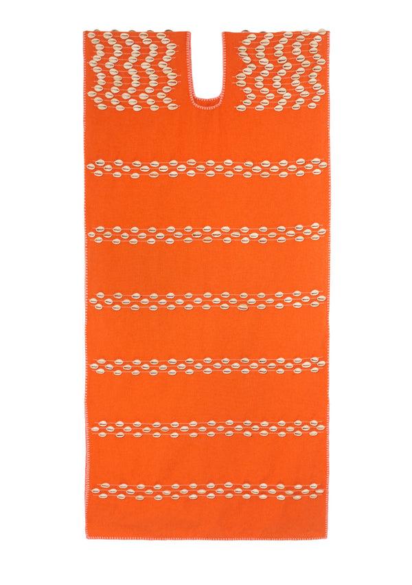 pippa holt Kaftan No.745 Single panel midi kaftan in orange with shells