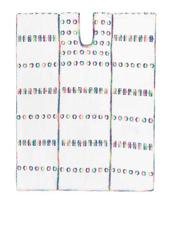 Pippa Holt Kaftan No.75 Three Panel Supermini Kaftan In Cream With Rainbow Design