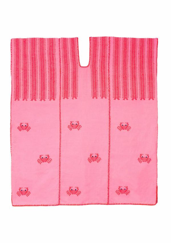 pippa holt Kaftan No.756 Three panel mini kaftan in pink with red crab design