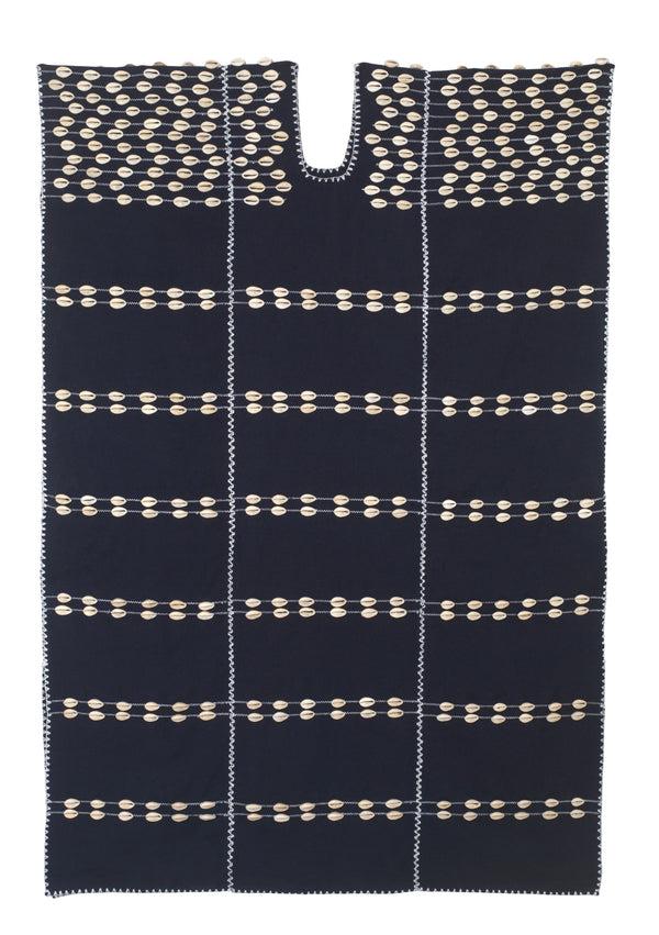 pippa holt Kaftan No.767 Three panel midi kaftan in navy with shells design