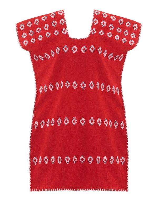 Pippa Holt Kaftan No.78 Single Panel Supermini Kaftan In Red With White Design