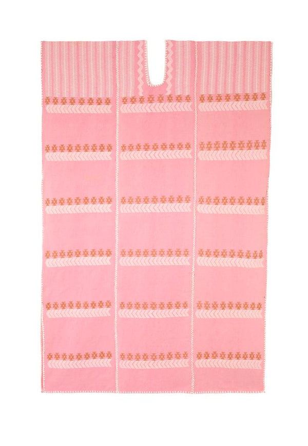 pippa holt Kaftan No.787 Three panel midi kaftan in pink with white and brown motifs