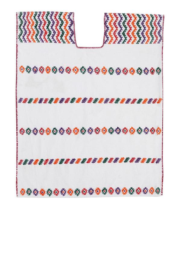 Pippa Holt Kaftan No.79 Single Panel Supermini Kaftan In White With Multicoloured Design