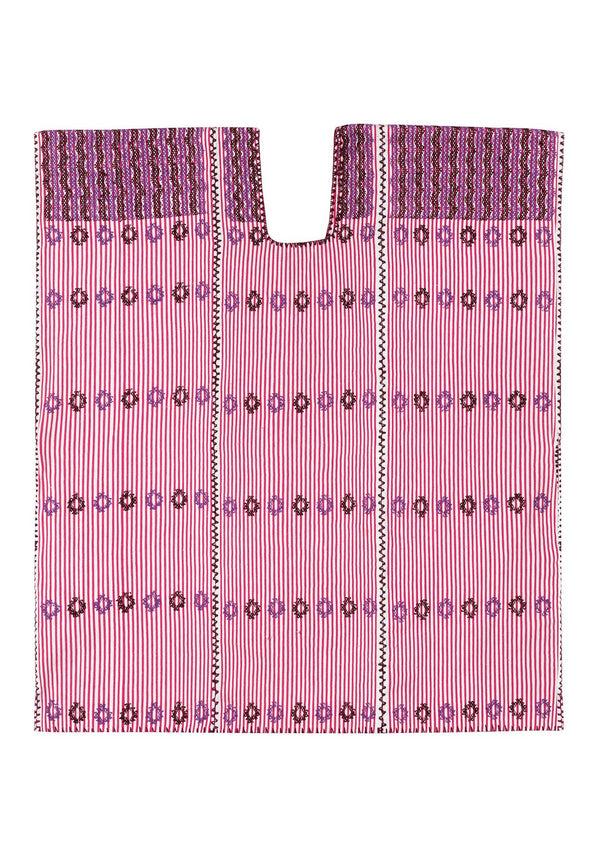 Pippa Holt Kaftan No.82 Three Panel Supermini Kaftan In Pink And White Stripe With Purple Design