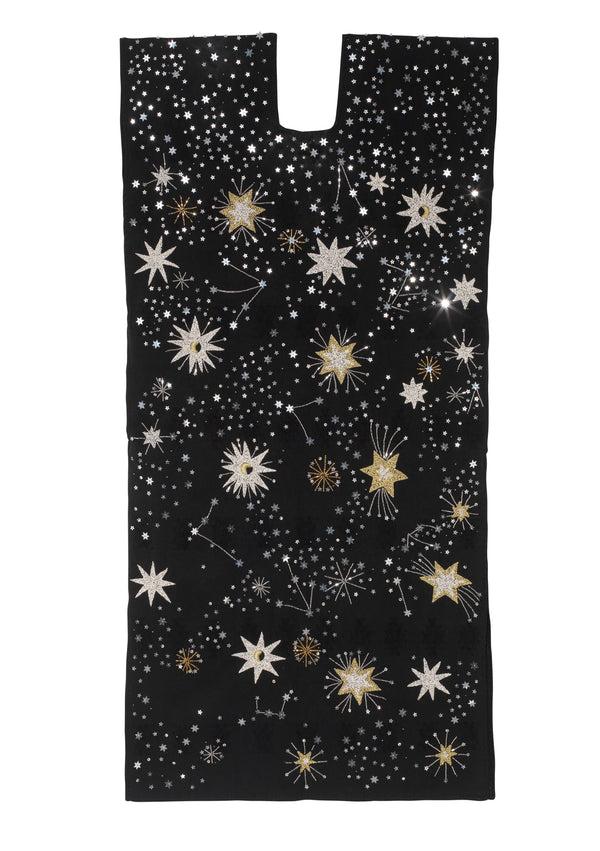 pippa holt Kaftan No.822 Single panel midi kaftan in black with embroidered beads and sequins