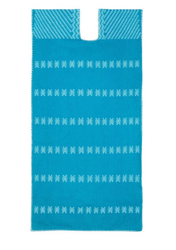 Pippa Holt Kaftan No.83 Single Panel Midi Kaftan In Aqua With White Design