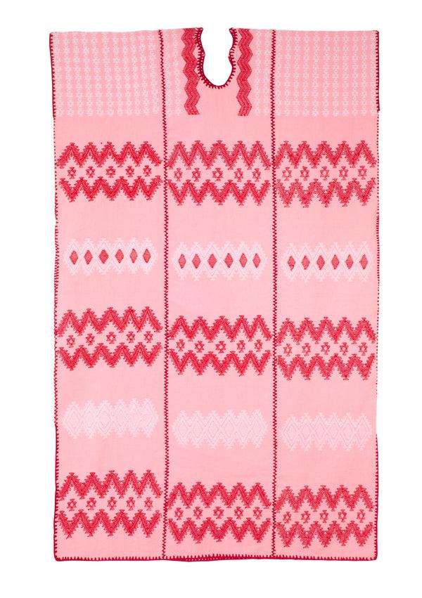 pippa holt Kaftan No.889 Three panel maxi kaftan in pink with red and white zig zag design