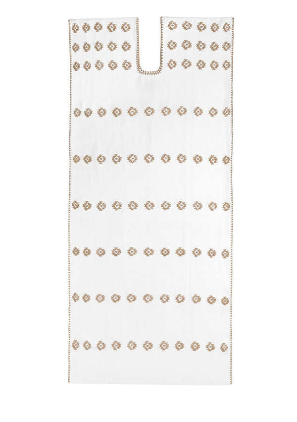 Pippa Holt Kaftan No.9 Single Panel Midi Kaftan In White With Beige Design