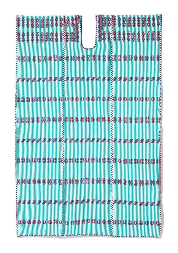 Pippa Holt Kaftan No.93 Three Panel Maxi Kaftan In Peppermint And White Stripe With Burgundy Design