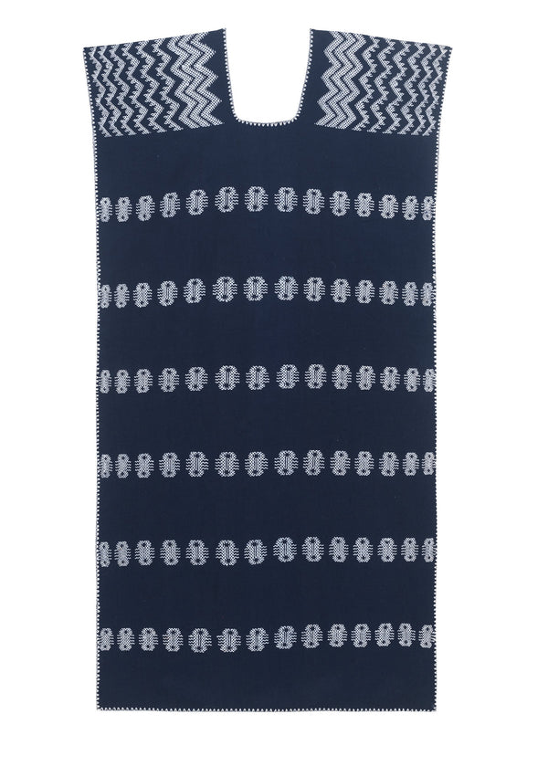 Pippa Holt Kaftan No.95 Single Panel Midi Kaftan In Navy With White Design