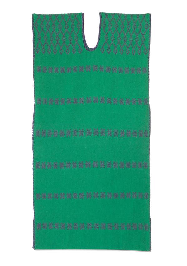 Pippa Holt Kaftan No.97 Single Panel Midi Kaftan In Green With Purple Design