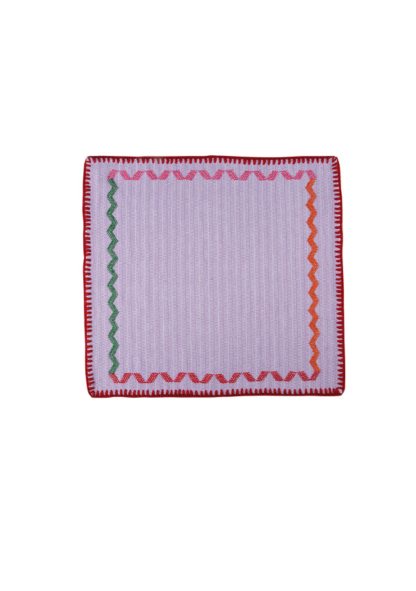 Pippa Holt Set No.10 Napkin Coaster And Placemat Set In Lilac With Multicoloured 'people' Design