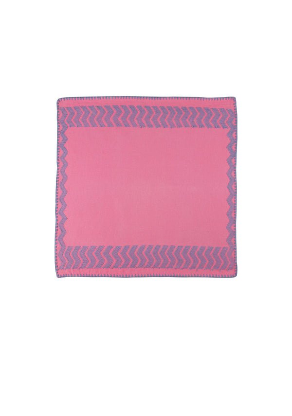 Pippa Holt Set No.110 Napkin Coaster And Placemat Set In Watermelon Pink With Blue Design